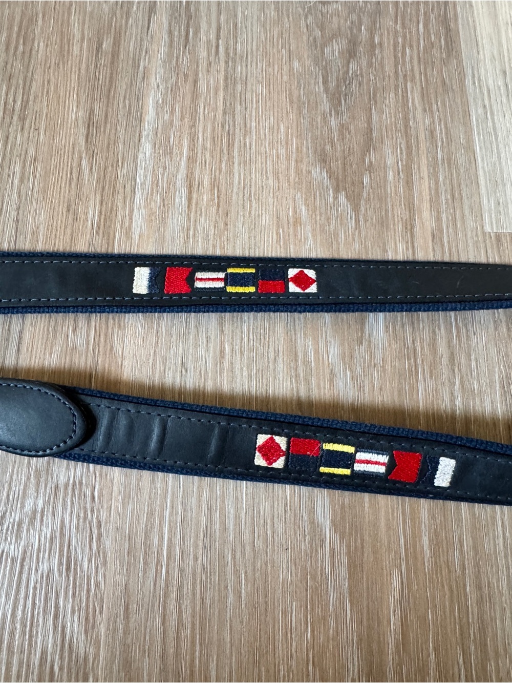 Made in USA Navy Nautical Signal Flag Leather & Canvas Belt Size 40 solid Brass